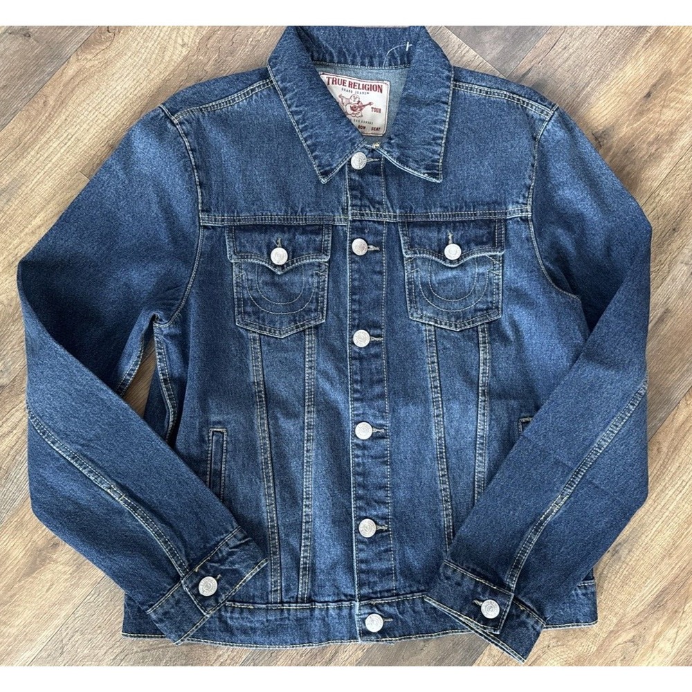 True Religion Men's‎ Jesse Denim Trucker Jacket Medium Wash Size Medium NEW $159